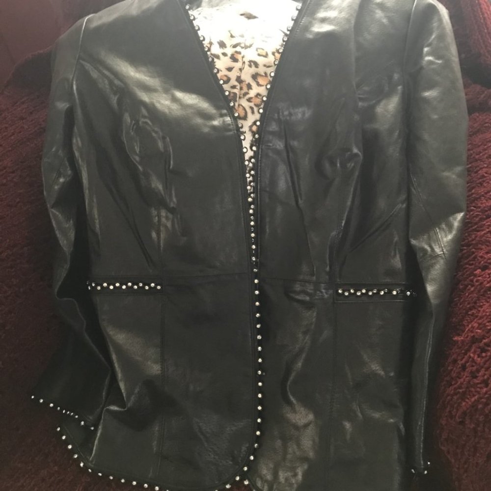 dress leather coat -- Roaman